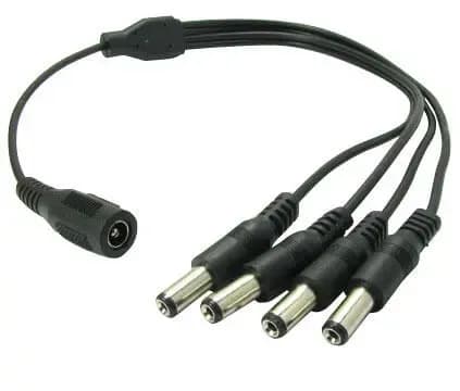 DC Splitter Cable 1 to 4, Female input, Male output 40cm
