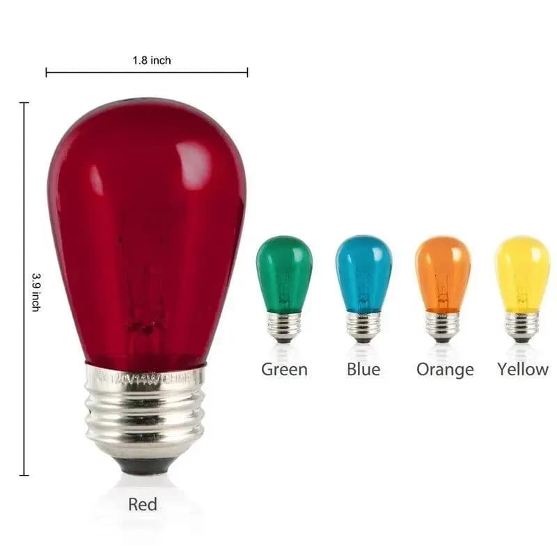 AV-S142 AVINET Ampoules S14 Colorées 2W - E27 Pack 5x Ampoules (Bleu-Rouge-Vert-Jaune-Violet)
