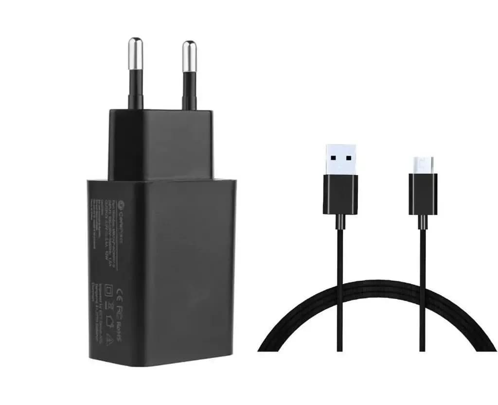 CoreParts USB Adaptateur 12 W 5 V 2,4 A, sortie USB-A (f) Noir avec câble USB-A vers MicroUSB