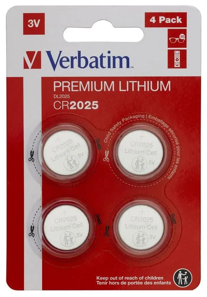 Verbatim CR2025 3V Lithium Battery (4 pack)