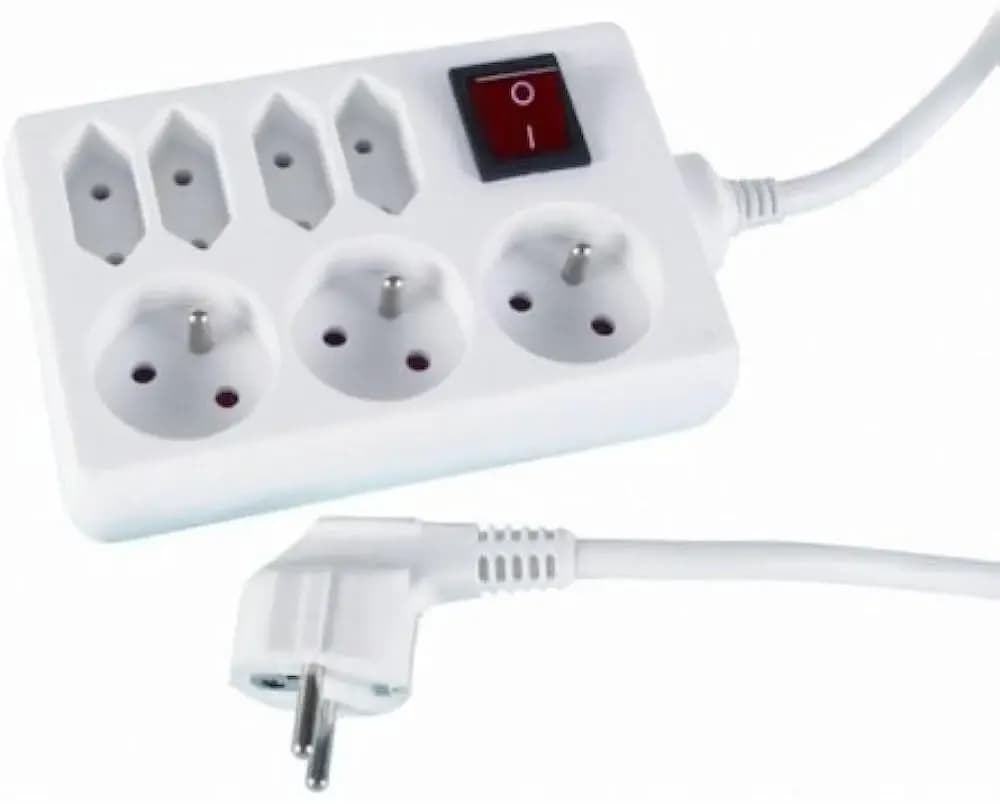 VT-1177-7 Cube Bloc multiprises 7X avec interrupteur et câble 1,5m blanc