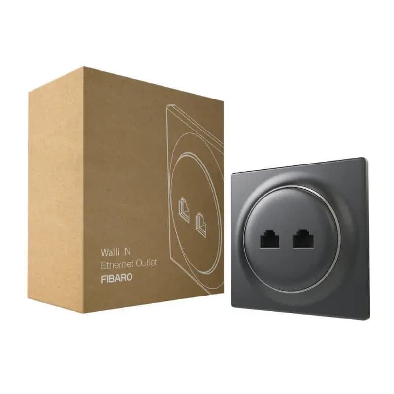 FIBARO FGWEEU-021-8 Prise murale 2 ports Ethernet Anthracide