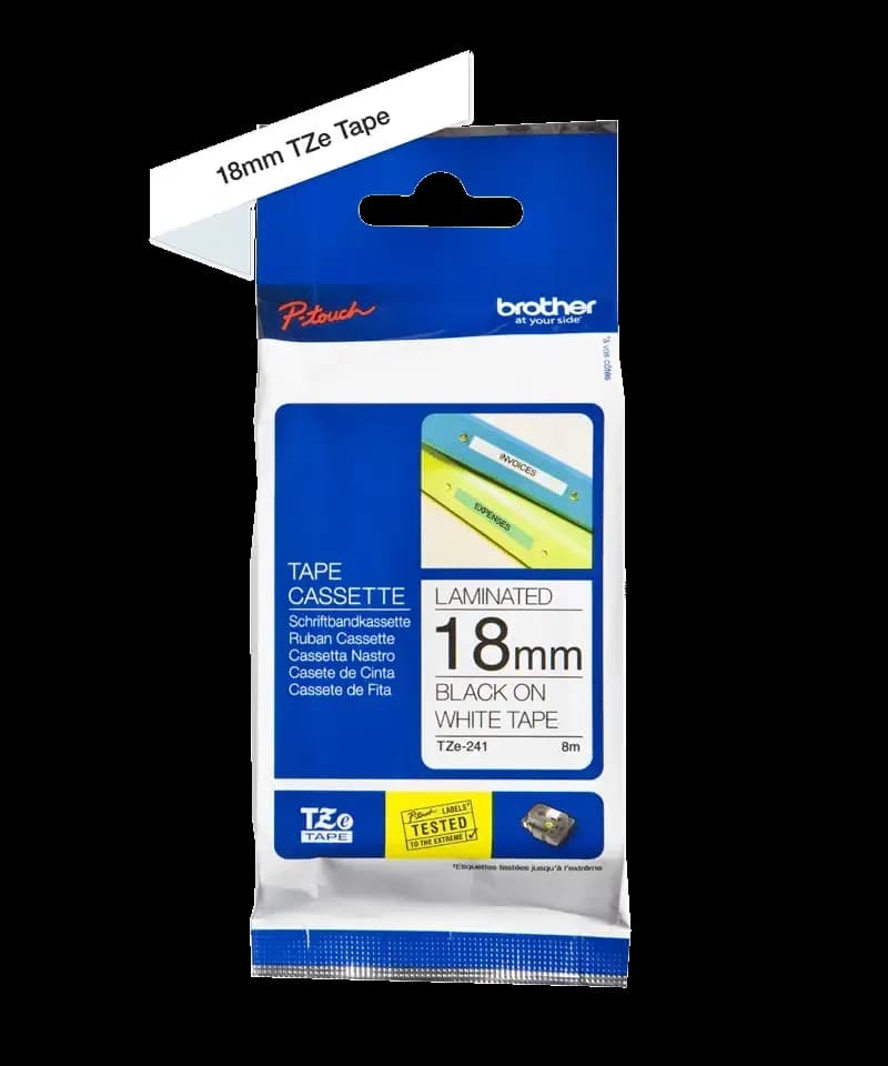 BROTHER P-TOUCH TZE-241 Etiquette 18mm 8m Blanc/Noir