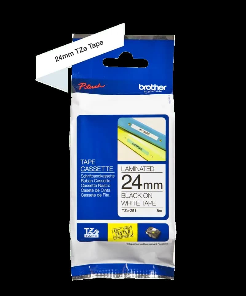 BROTHER P-TOUCH TZe-251 24mm NOIR/BLANC