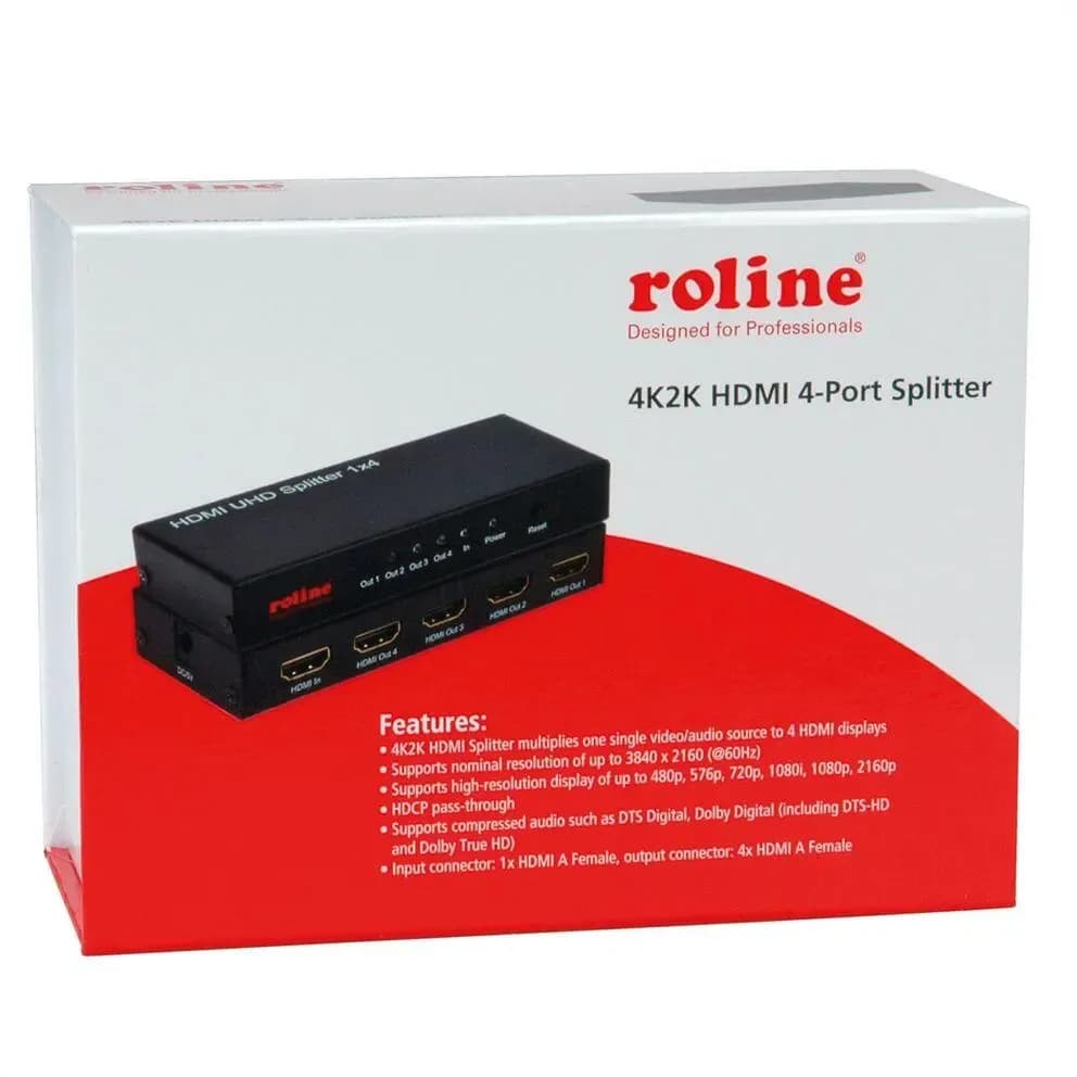 Roline HDMI Splitter, 4K, 4-way 14.01.3586