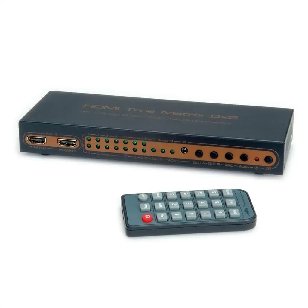 VALUE HDMI 4K Matrix Switch, 6 x 2, with Remote Control
