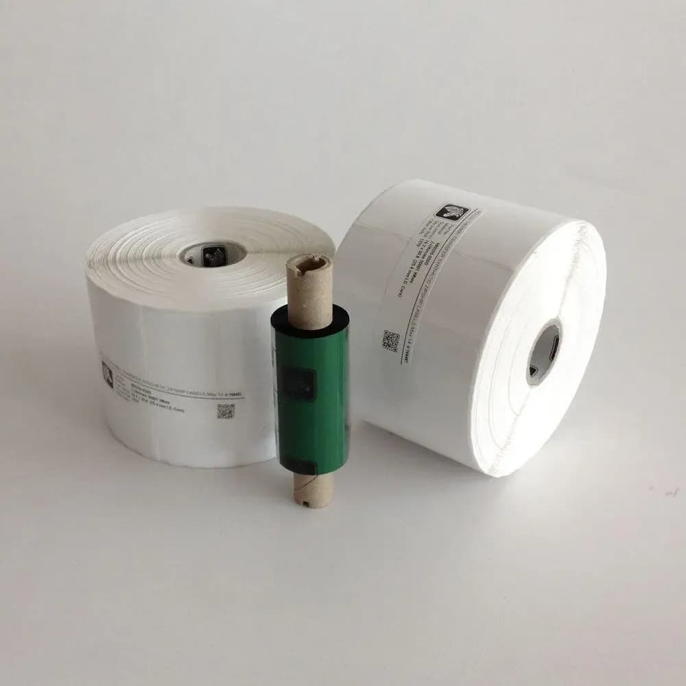 Etiquette Plastique Blanc , 76x51mm (1370 etiquettes/rouleau) rubans recommandes: resine 5095
