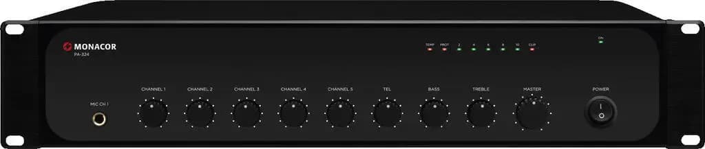 PA-324 -AMPLI MIXEUR PA 240WRMS 4 entrees symetriques Mic / Ligne / Mic 1 avec commutation prioritaire et talkover auto