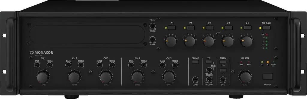 PA-1240-5zones: AMPLIFICATEUR MIXEUR PA 240W-RMS 5 zonesBranchement micro 5 Zones Emplacemet Insert
