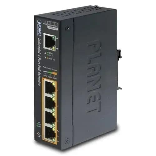 PLANET IPOE-E174 - IP30 Industrial 1-Port 60W (-40 to 75 C) Extender POE+ Gigabit 4-Port POE+