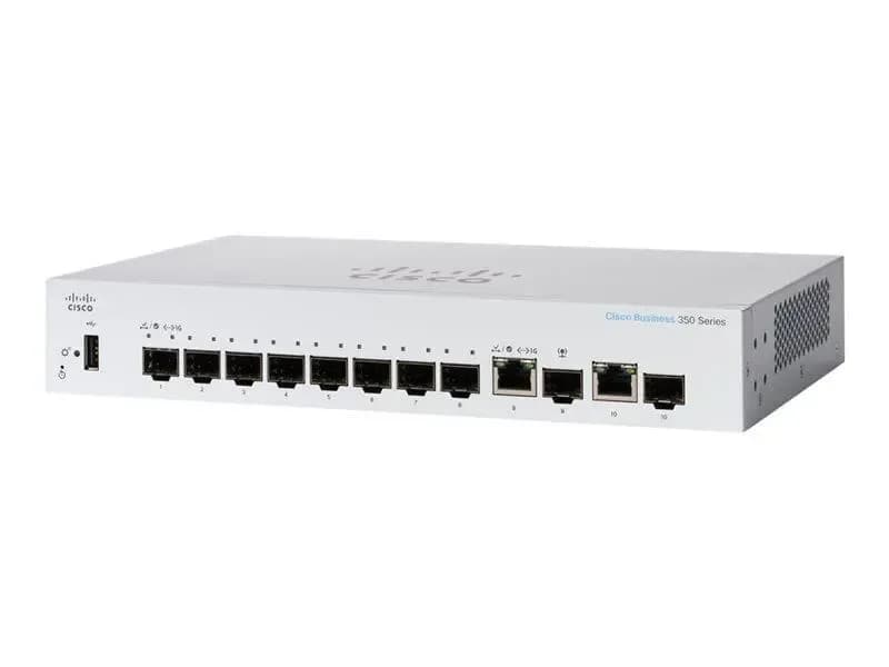 Cisco CBS350-8S-E-2G Cisco Business 350 Series Switch Manageable - L3 -- 8 x Gigabit SFP + 2 x combo Gigabit Ethernet / SFP Gigabit - Montable sur rack