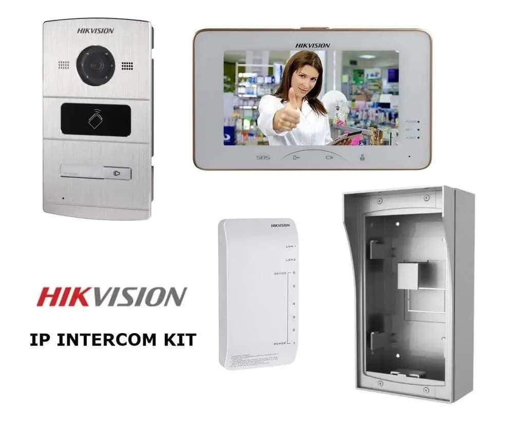 Hikvision DS-KIS601 IP Intercom Set - 1Button 1.3 MP 7' Silver, White