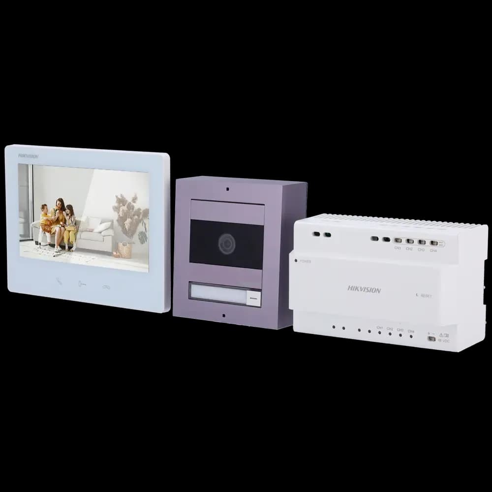 Hikvision DS-KIS704EY/Aluminum Kit d'interphone vidéo HD à 2 fil - 1 à 2 Bouton d'appel - 1x Moniteur Tactile WIFI Couleur 7'