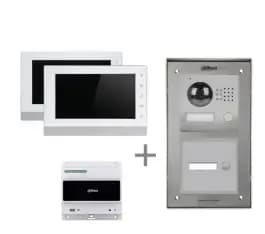 KIT04 Villa DAHUA 2X fils VTO2000-A - 2xBouton + 2x Moniteur 7' Tactile - PSU 24V