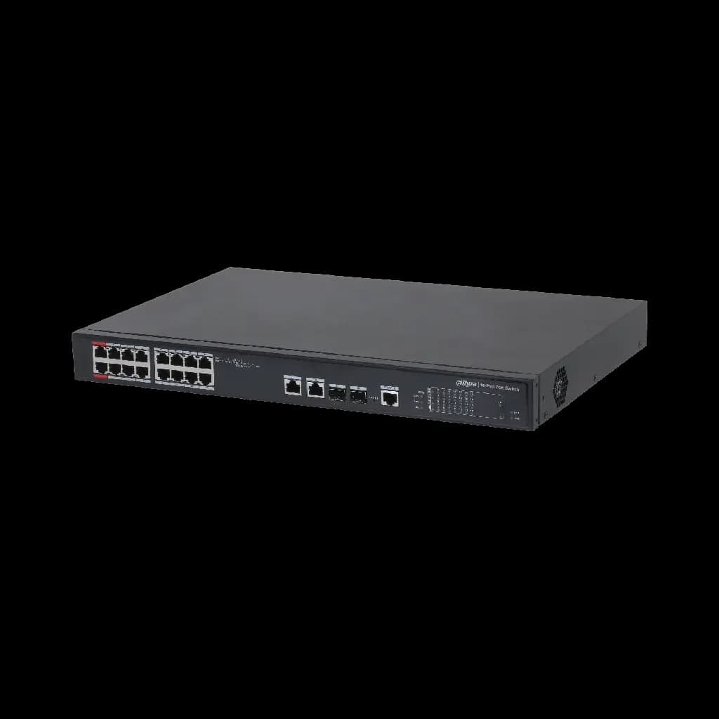 DAHUA PFS4218-16ET-190 Switch Managed 16 x 10/100 (PoE+) + 2 x Gigabit Uplink - 2x Gigabit SFP rack-mountable PoE+ (190 W)