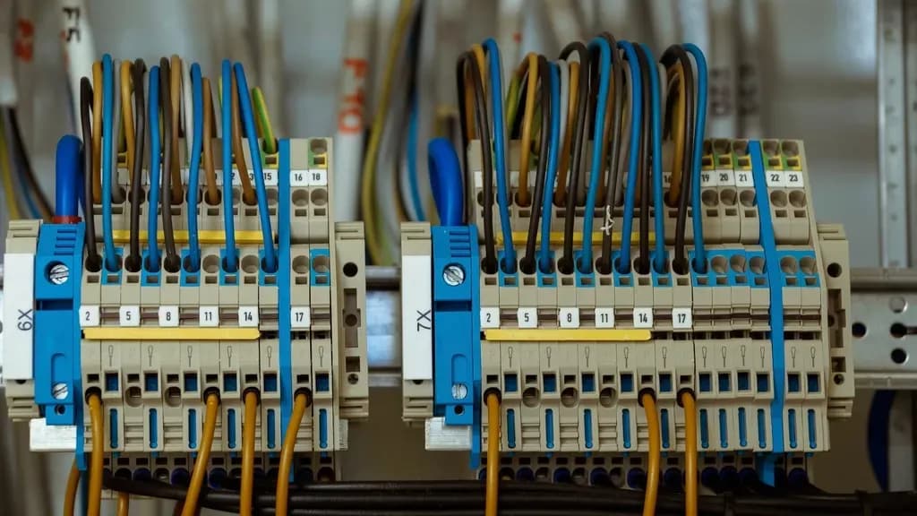 Borniers et câblage dans une armoire électrique